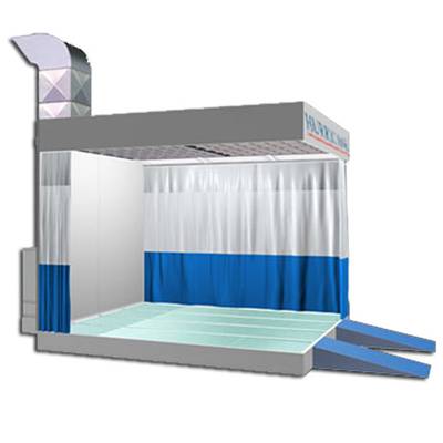 Single prepdeck surface with roof plenum, curtains and lights